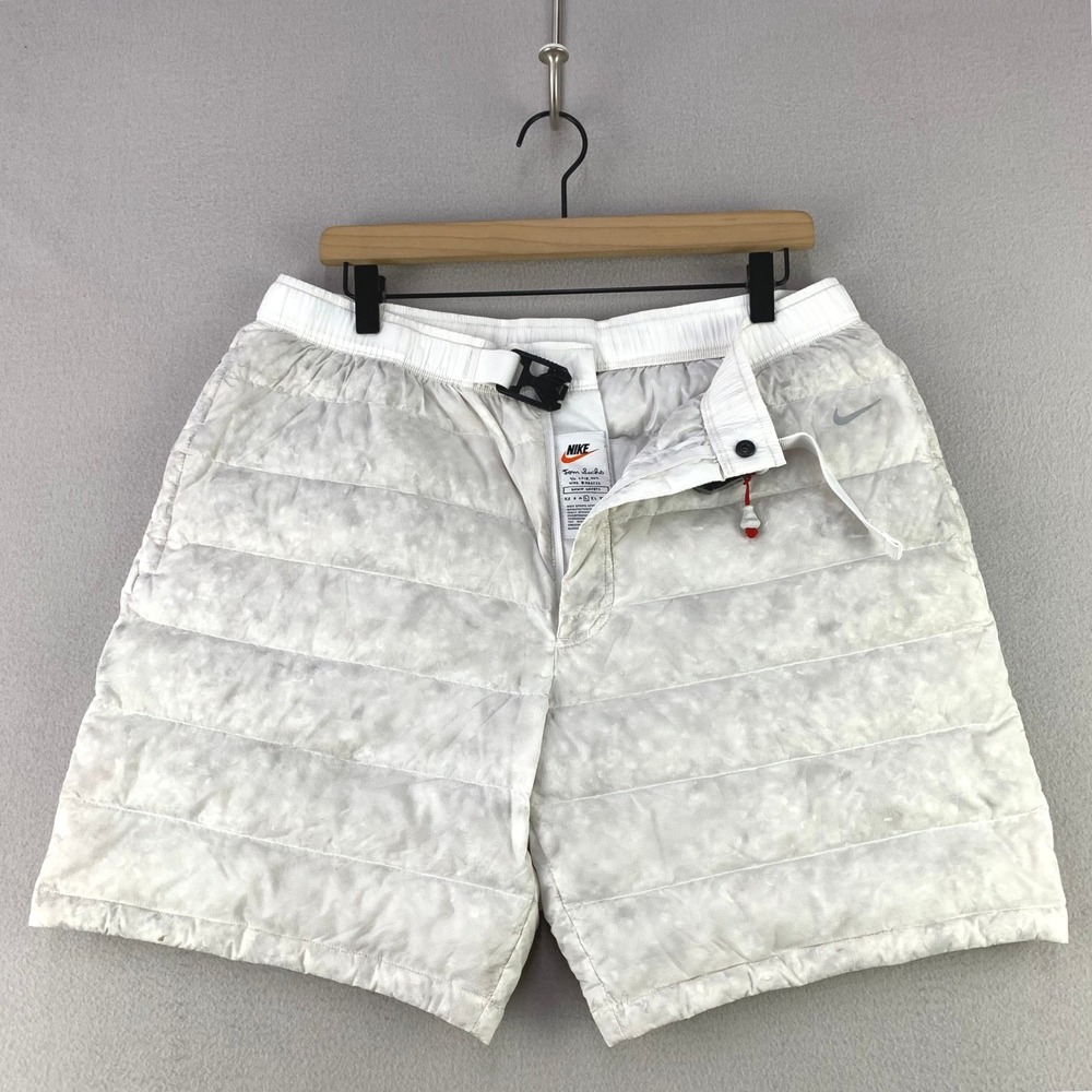 Nike x Tom Sachs Down Shorts Men L White Quilted Puffer Buckle Belt